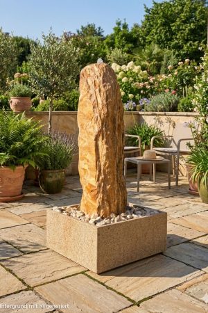 Natursteinbrunnen Ägäisgelb 148cm