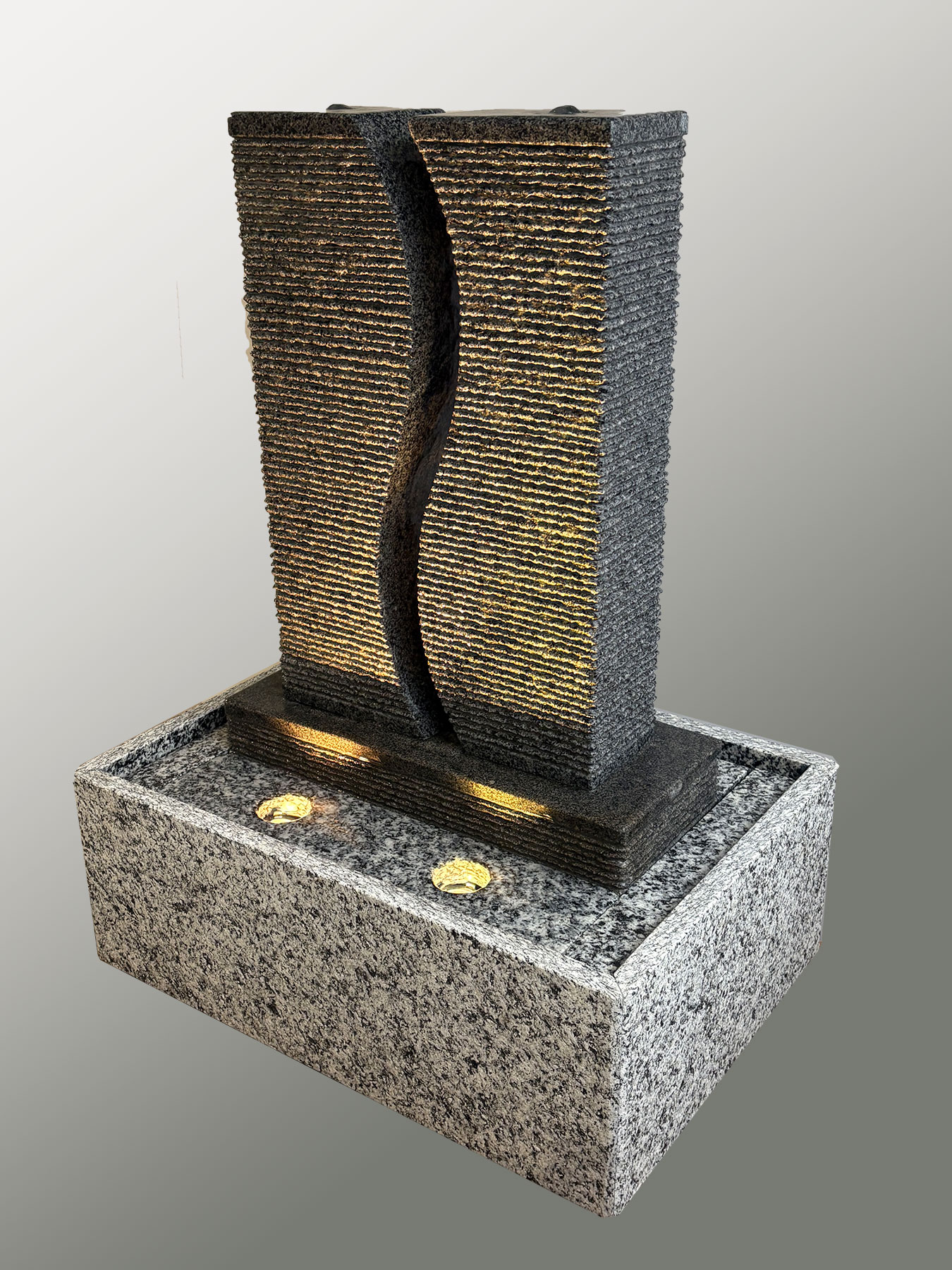 Granitbrunnen S-Twin mit Licht