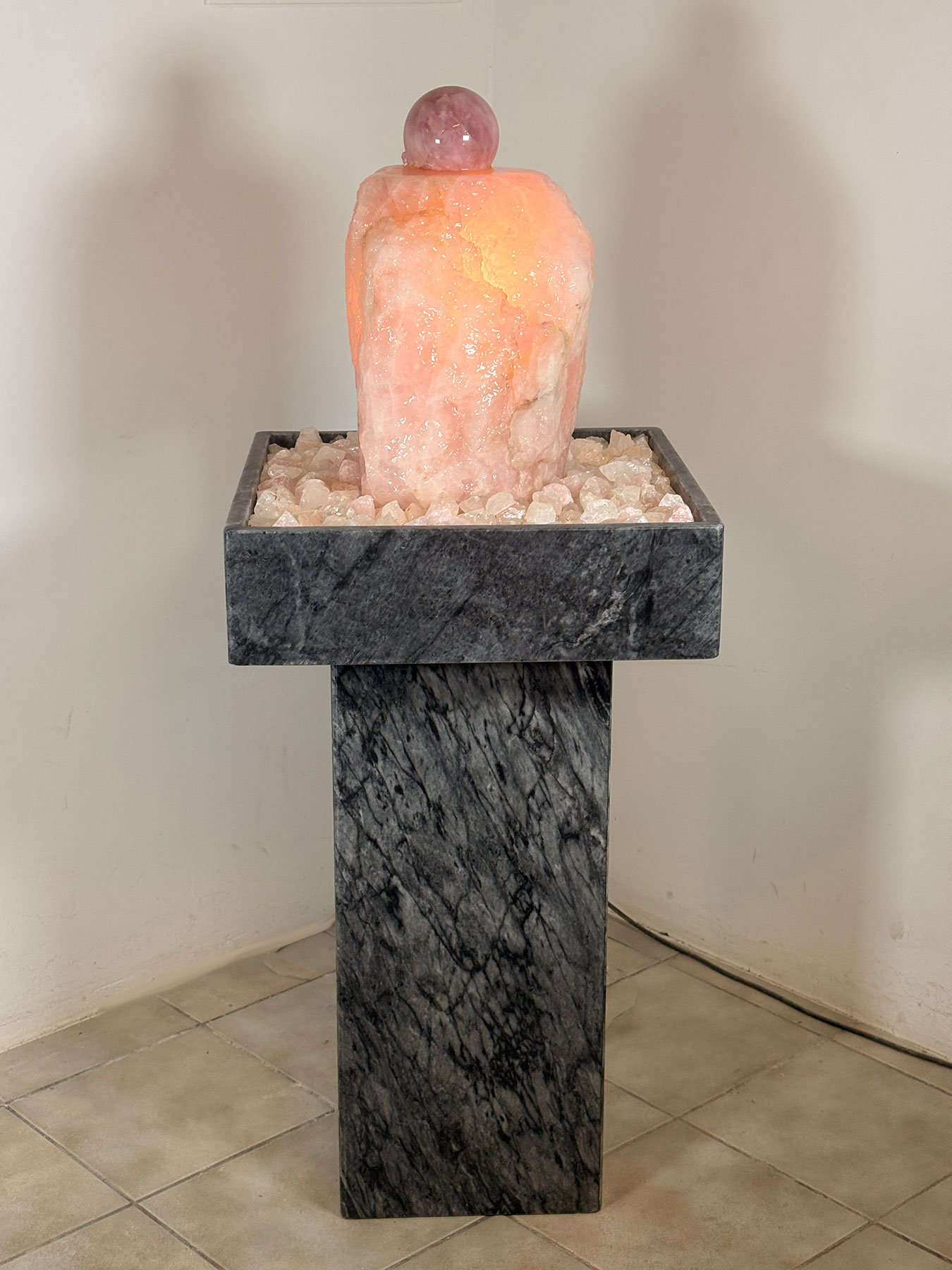 Rosenquarz Kugelbrunnen Primavera 128cm