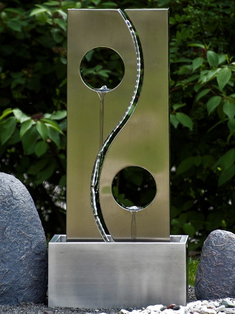 Edelstahlbrunnen Yin & Yang 90cm Trösters Brunnenwelt