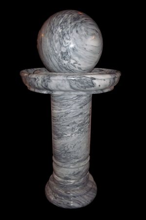 Marmor-Säulen-Kugelbrunnen 30 cm, hellgrau