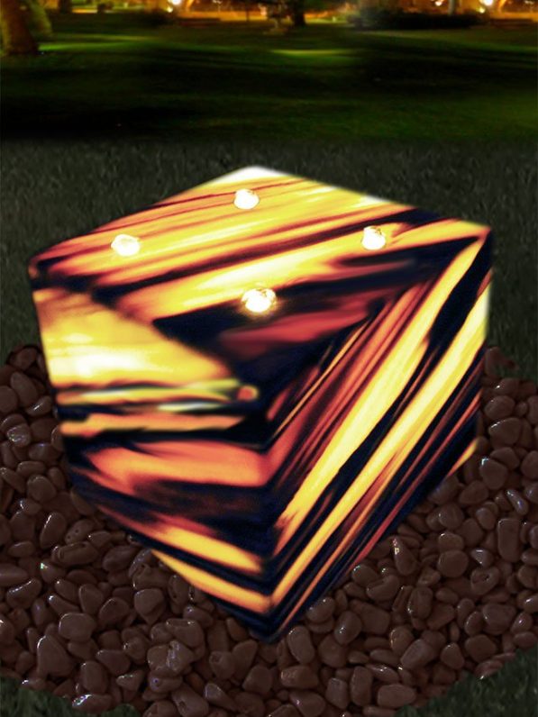 Sölkermarmor-Licht-Gartenbrunnen Cube