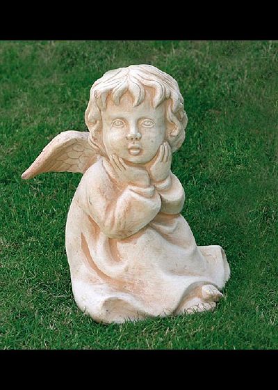 Gartenfigur Engel sitzend "Angelo A"
