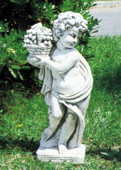 Gartenfigur Kind mit Korb "Autunno"