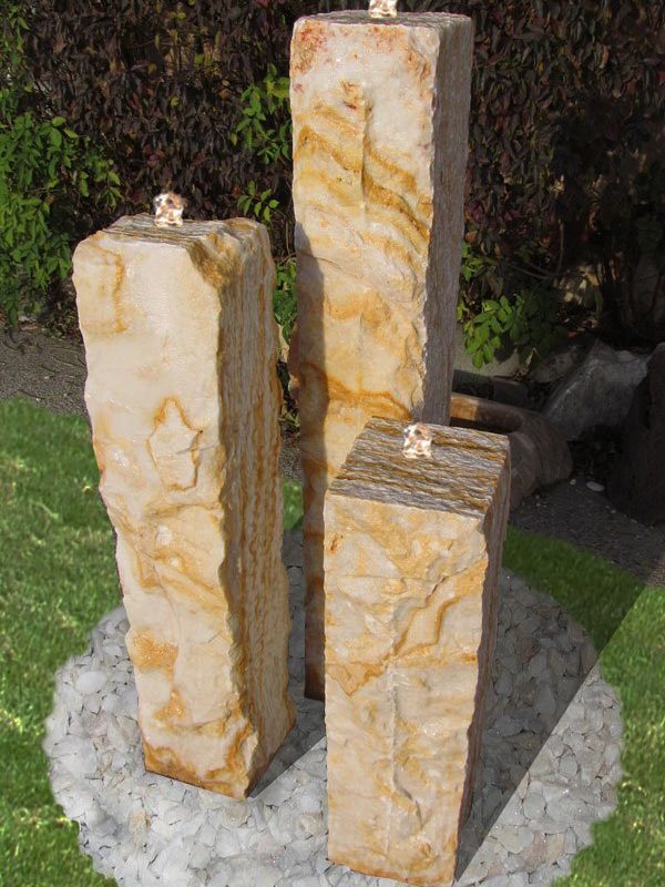 Marmor-Stelen-Gruppe Ägäis-Gelb 130 cm