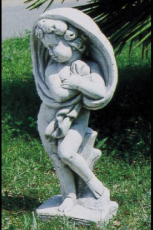 Gartenfigur Kind mit Tuch "Inverno"