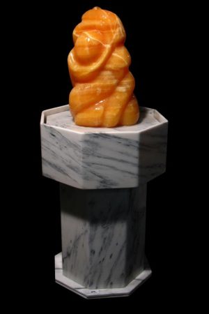 Orangencalcit-Skulptur-Brunnen 110 cm