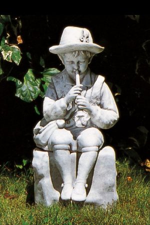 Gartenfigur Junge mit Flöte "Pastore seduto"
