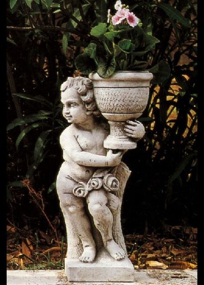 Gartenfigur Kind mit Gefäß "Putto con vaso sx"